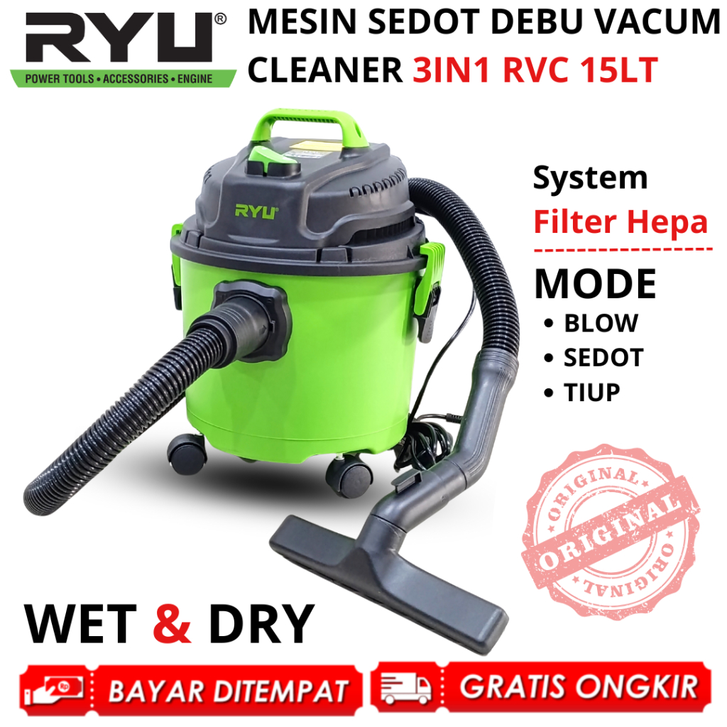 Jual RYU Penyedot Debu Vacum Cleaner 15 Liter RVC15 Basah & Kering Blow ...
