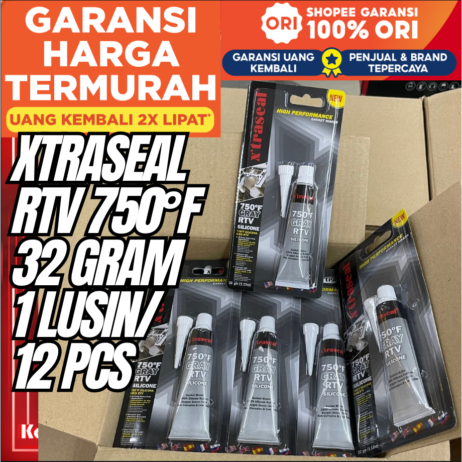 Jual XTRASEAL RTV GREY Lem Silicone Gasket Maker 750°F Silikon Sealant ...