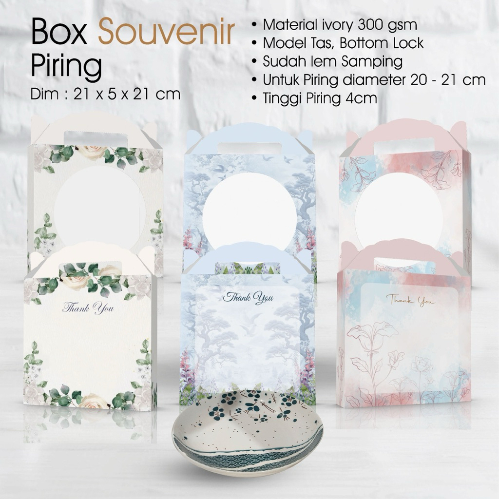 Jual Box Souvenir Piring Uk. 21 x 5 x 21 cm Model Tas Button Lock ...