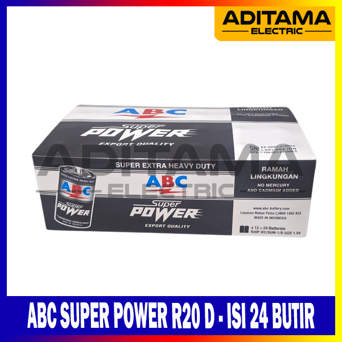 Jual BATERAI ABC SUPER POWER HITAM BESAR R20 SIZE D ISI 24 PCS | Shopee ...