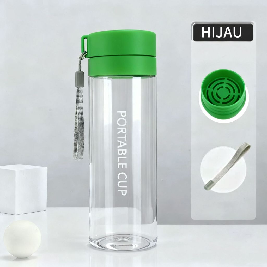 Jual BOTOL MINUMAN PORTABLE CUP BOTOL PLASTISCIK 600ML BENING KAPASITAS ...