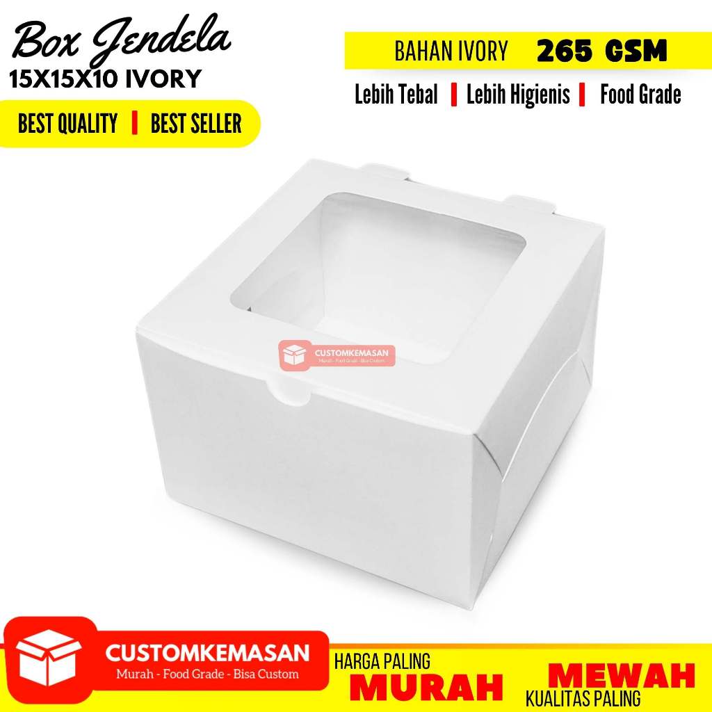 Jual Box 15x15x10 Ivory / Box Snack / Dus Mini Cake / Dus Korean Cake ...