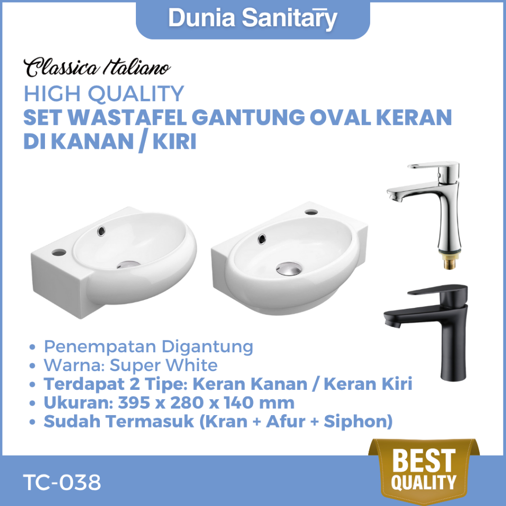Jual CLASSICA ITALIANO Wastafel Gantung Dinding Oval Keramik ELEGAN ...