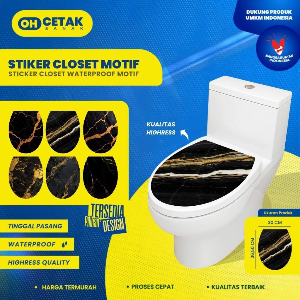 Jual Stiker Tutup Closet & Punggung closet Tema black marmer Waterproof ...