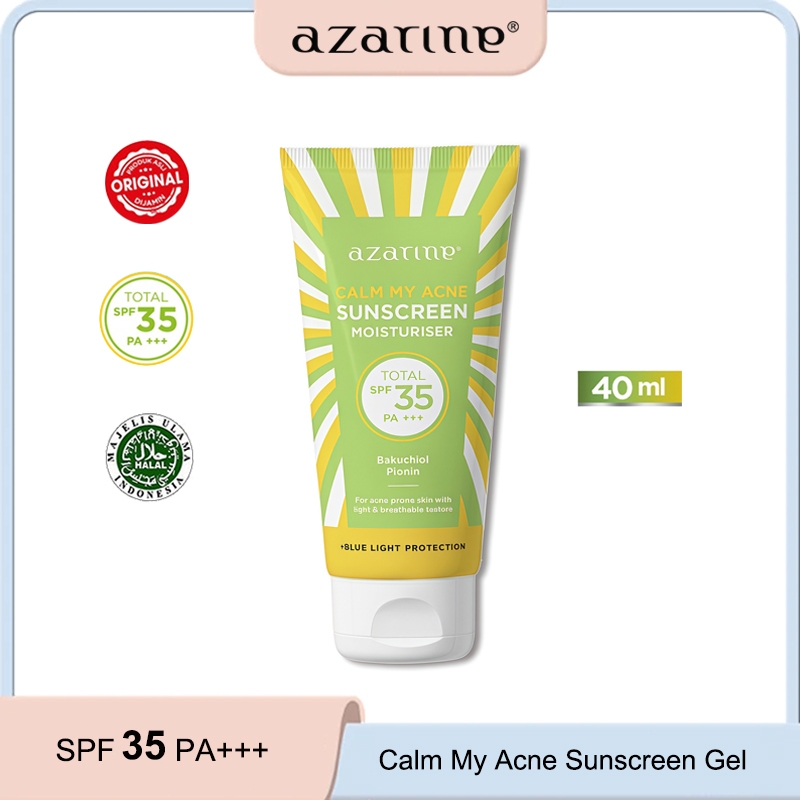 Jual [ORI] Azarine Calm My Acne Skinpair Sunscreen Moisturiser SPF35 PA ...