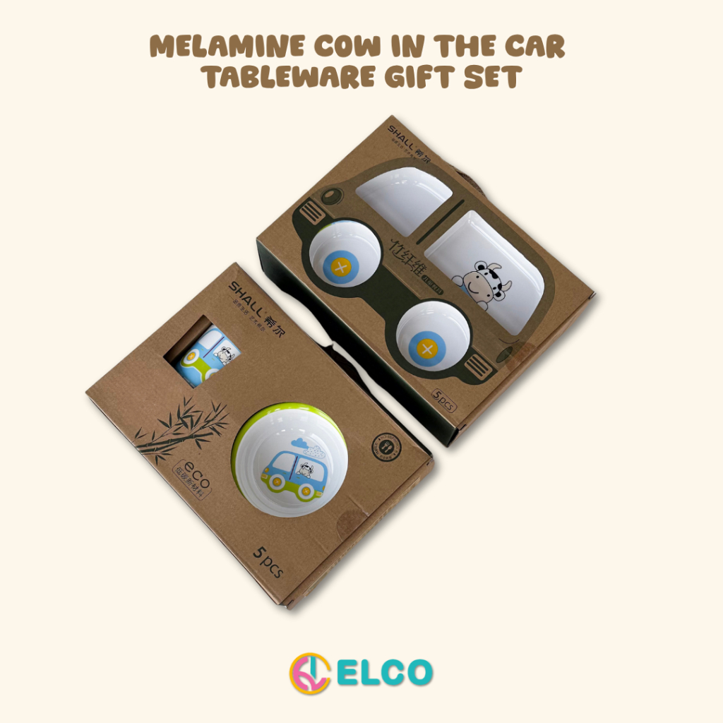 Jual ELCO Premium Melamine Cow in the Car Tableware set gift box ...