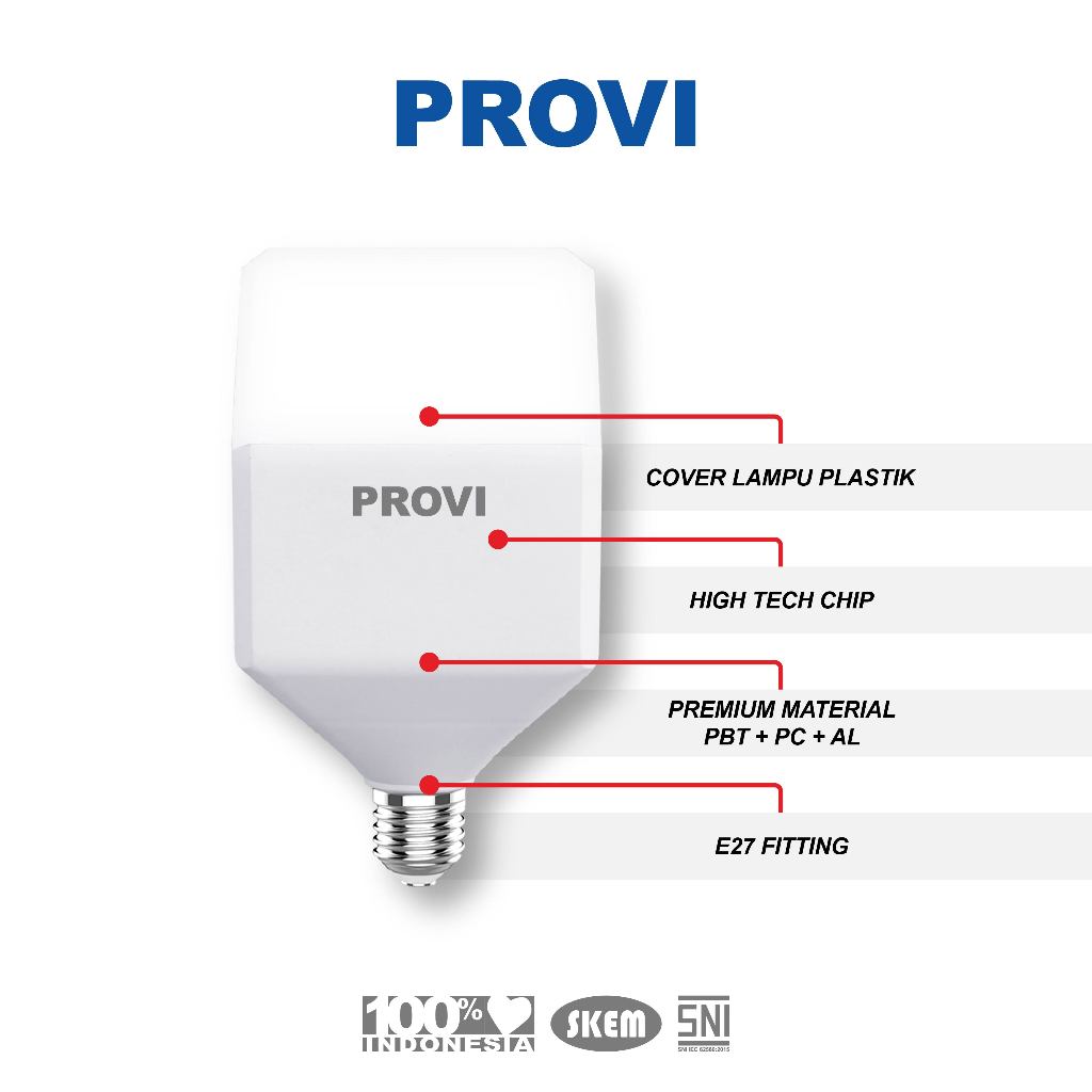 Jual PROVI Lampu LED Crown 50 Watt Square Bohlam Cahaya Putih | Shopee ...