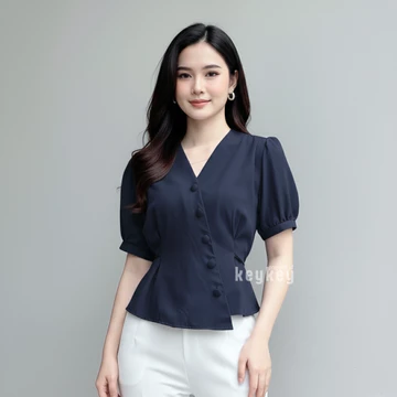 ROLITA Blouse Atasan Wanita Wolfis Premium Asimetris Elegan Blouse Wanita Fit To L