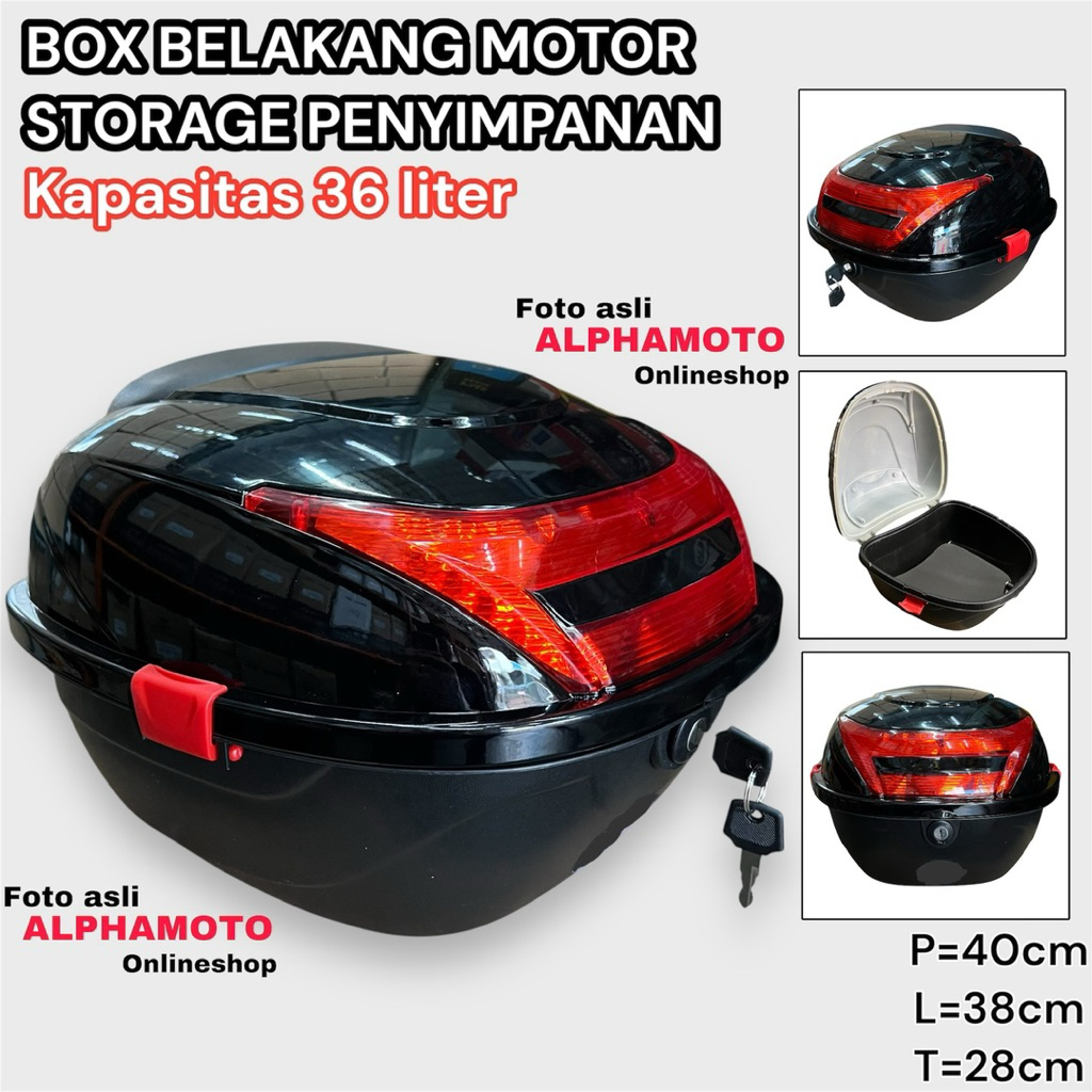 Jual BOX BELAKANG MOTOR STORAGE PENYIMPANAN BARANG MOTOR 36 Liter Besar ...