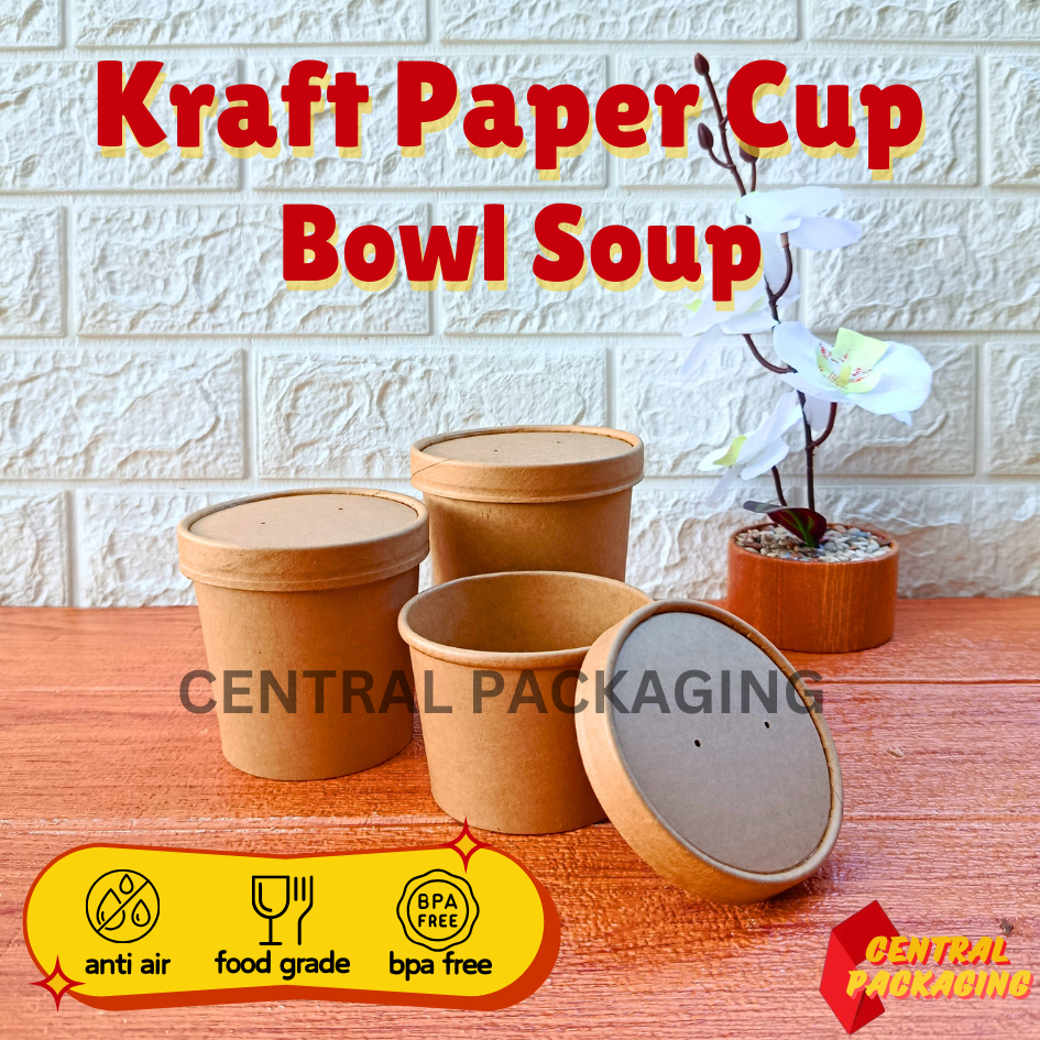 Jual Central Packaging - KRAFT PAPER CUP BOWL / CUP BROWNIES 5 OZ 8OZ ...