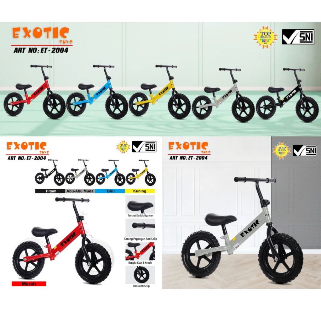 Jual SEPEDA RODA 3 BALANCE BIKE TRICYCLE PUSH ANAK EXOTIC ET 2008 ET ...