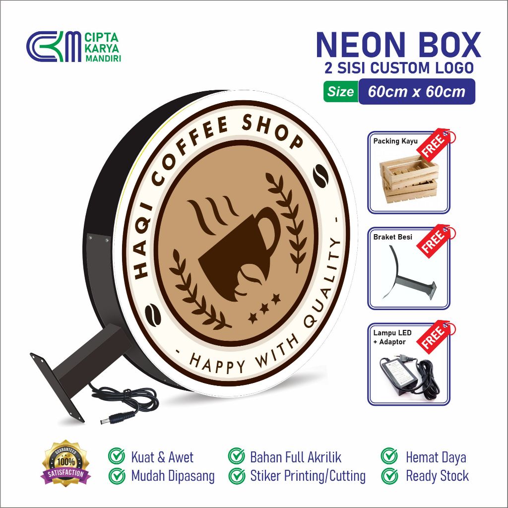 Jual Neon Box Akrilik 2 Sisi Siap Pasang | Neon Box Outdoor Free Design ...