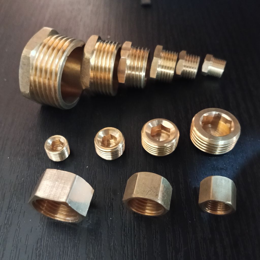 Jual HARGA 1PC Plug Hex DOP Drat Luar Drat Dalam Kuningan 1/8 1/4 3/8 1 ...
