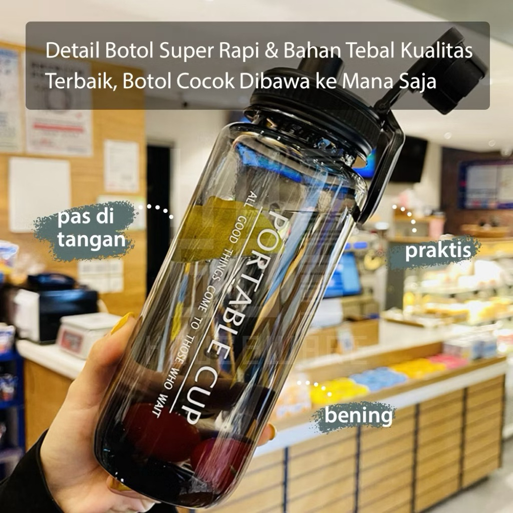 Jual botol portable cup 1000ml botol portable 1 L botol plastik ...