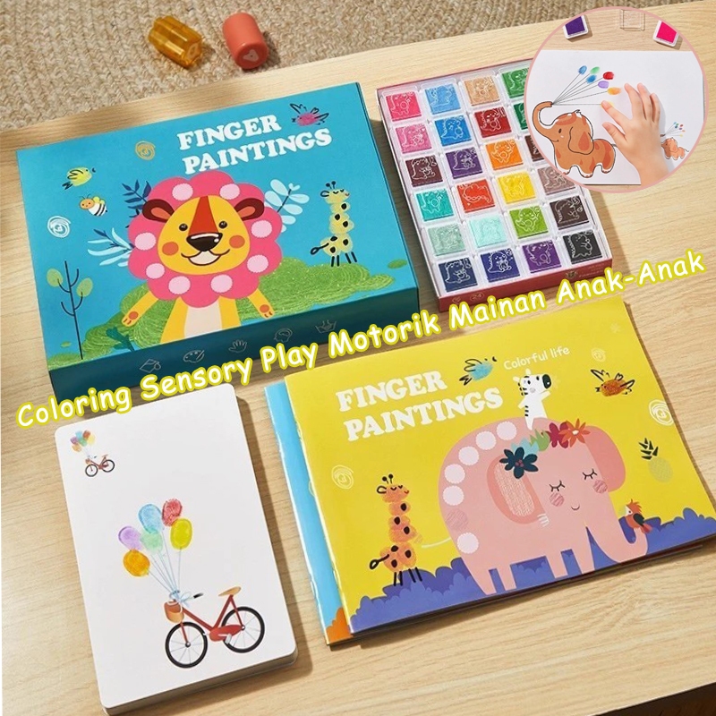Jual Mainan Edukasi Anak Finger Painting Dengan Template Warna-warni ...