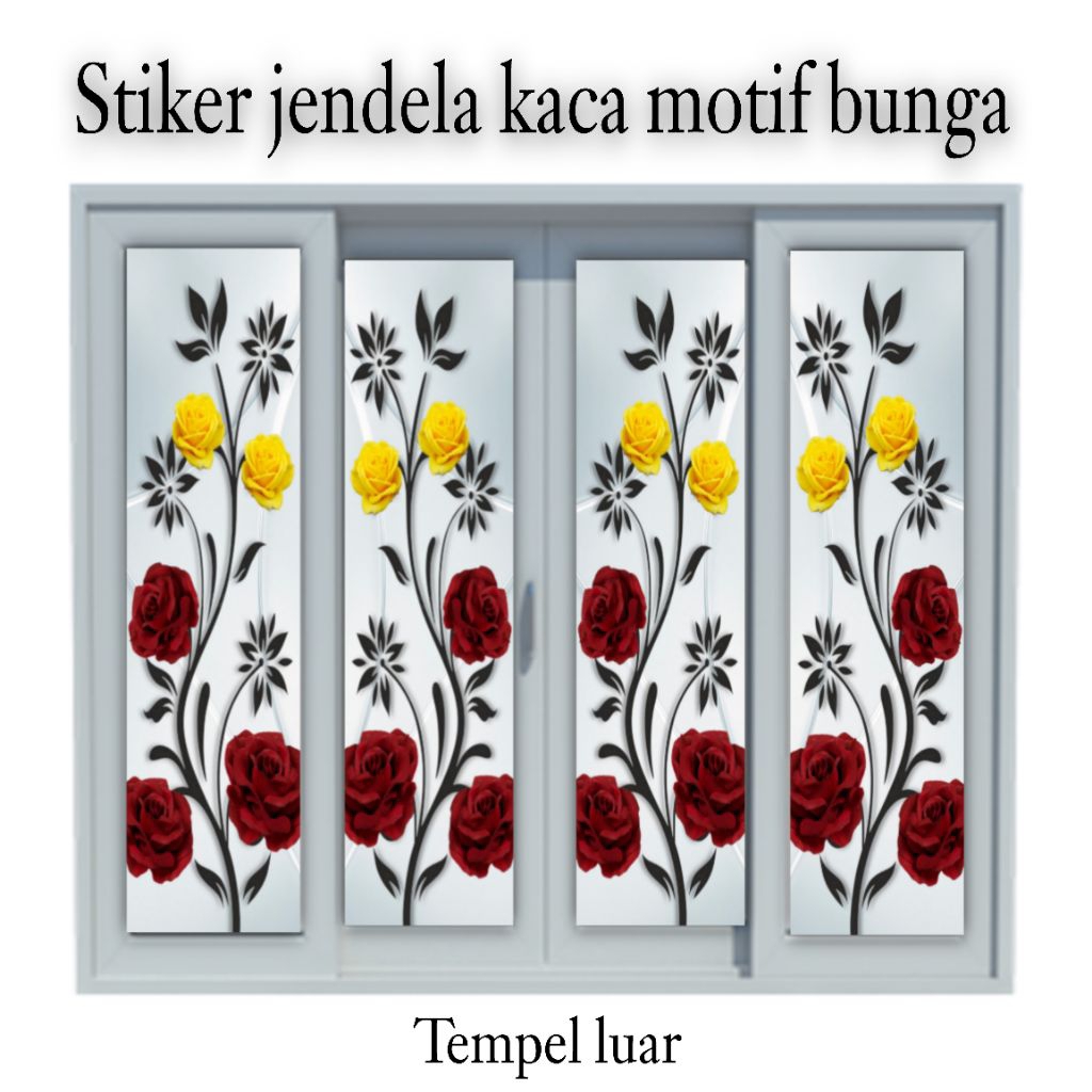 Jual Stiker kaca motif bunga bahan vynil sticker glossy tempel luar ...