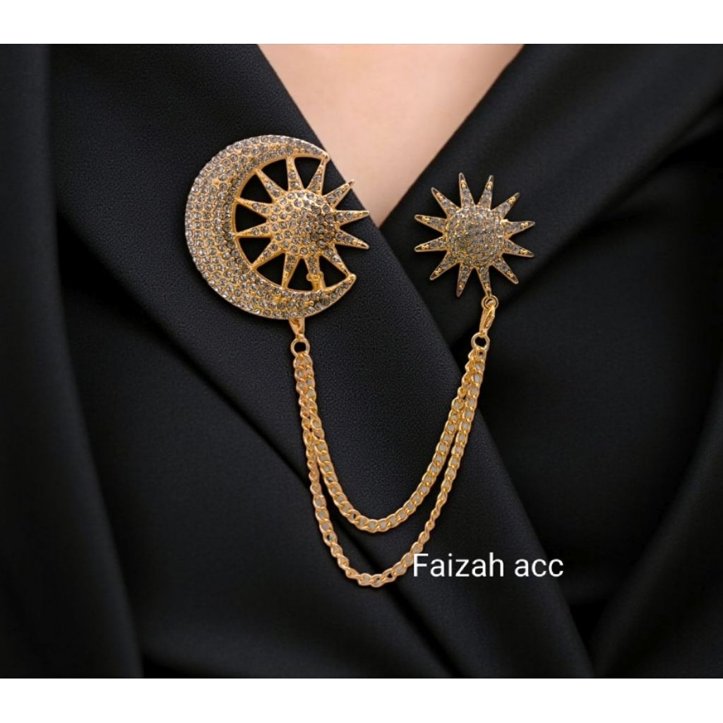 Jual Bros Rantai jas desain bintang/Bros pin rantai jas rumbai pria ...