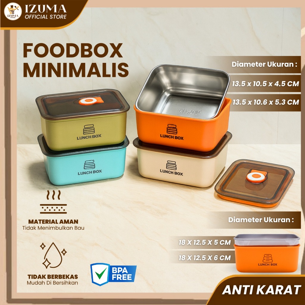 Jual IZUMA Paket 4PCS Lunch Box 600ml Stainless Steel Tempat Bekal ...