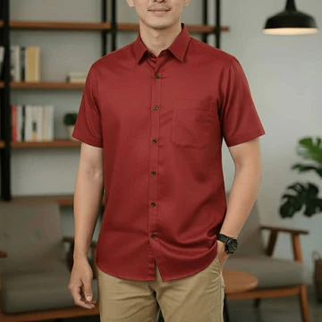 Hem Pria Lengan Pendek Oplain Baju Kemeja Dewasa Formal Polos Slimfit Katun Premium Distro