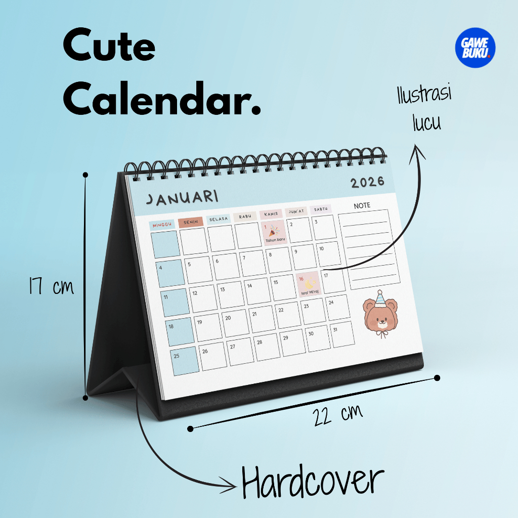 Jual Kalender Meja 2026 Aesthetic – Ring Spiral, Kertas Premium (kacu 1 ...