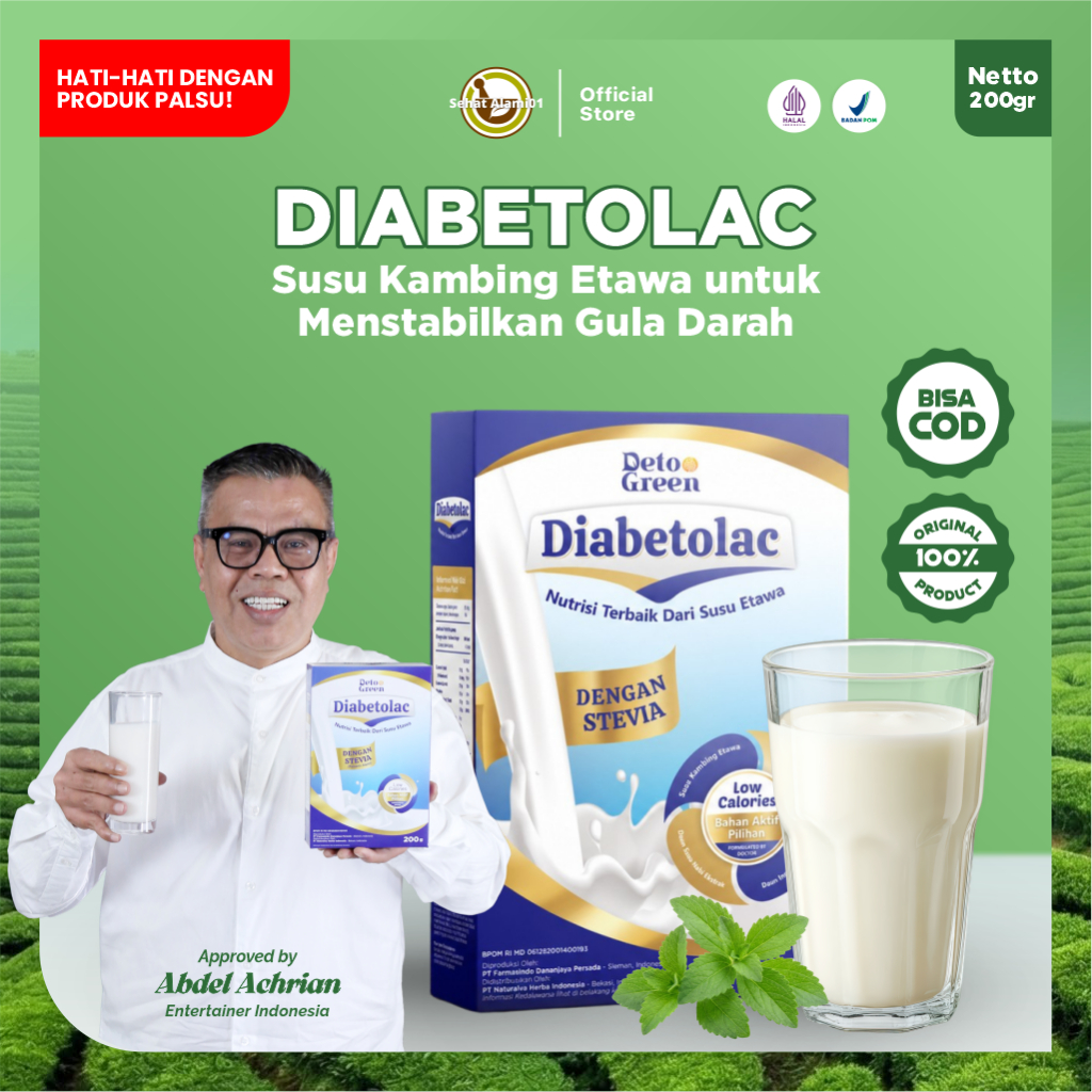 Diabetolac Susu Kambing Etawa Tinggi Serat untuk Gula Darah Stabil