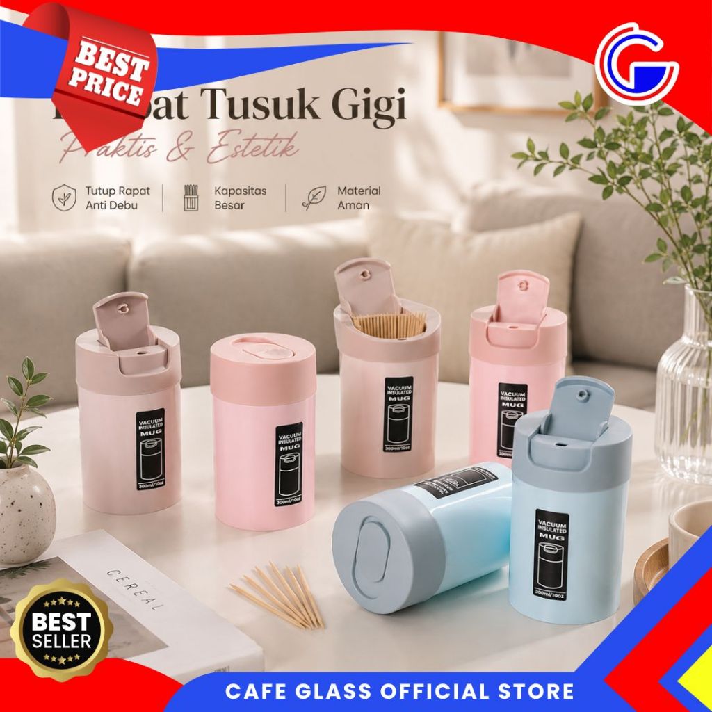 Tempat Tusuk Gigi Jelita - Wadah Tusuk Gigi Lidi Hommy Plastik Warna Pastel
