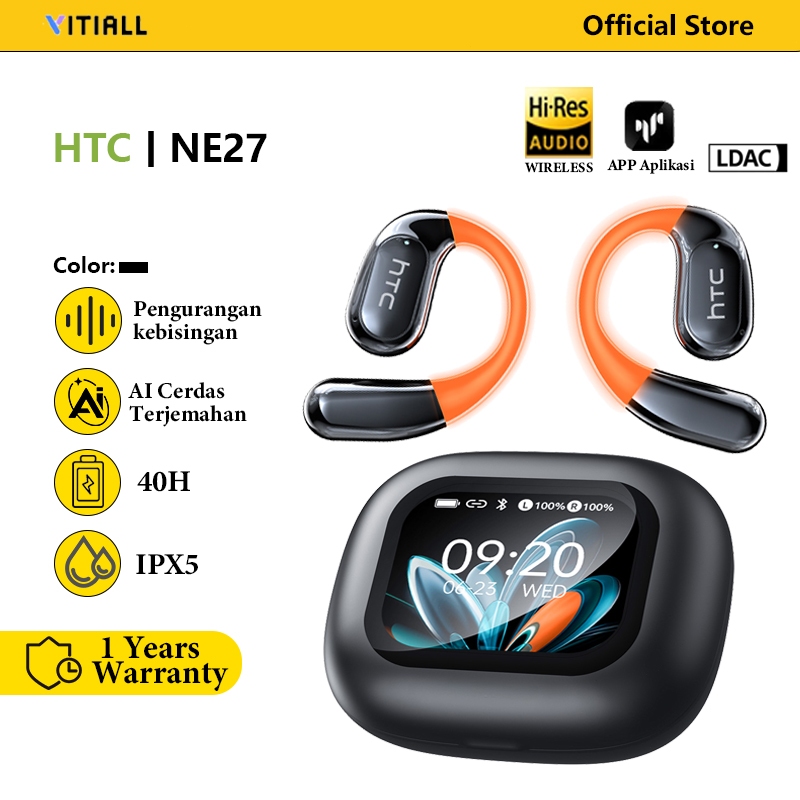 Jual HTC NE27 TWS Bluetooth 6.0 Earphone Wireless Smart Screen Layar ...