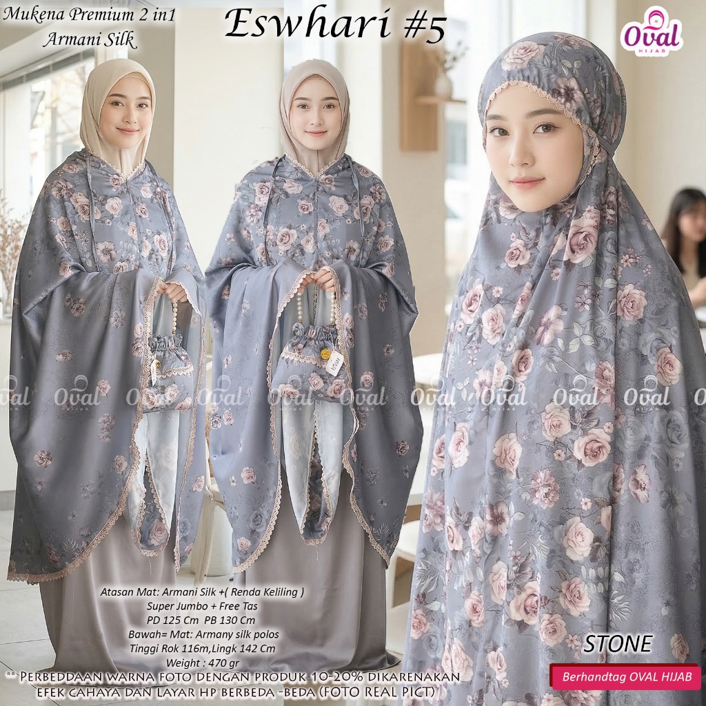 MUKENA ARMANY SILK Super Jumbo 2 IN 1 ( KASTUARY  , BRINEA)  ORIGINAL BY OVAL HIJAB