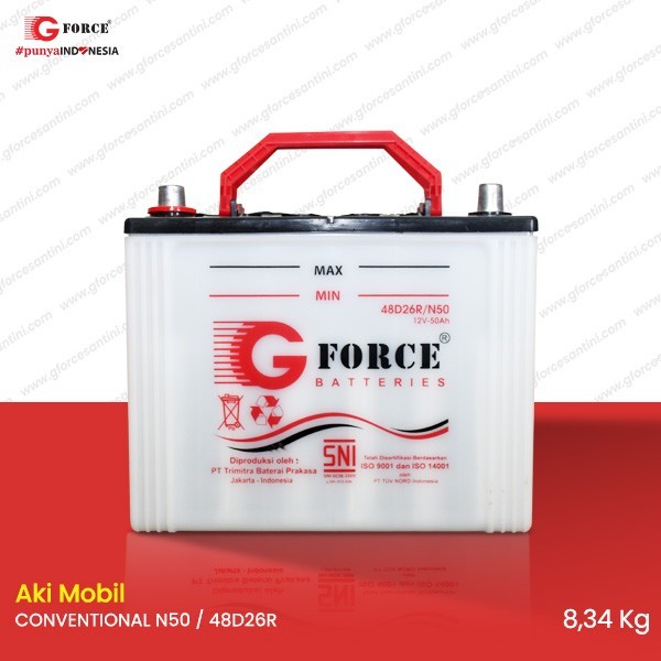 GFORCE N50 - 48D26R (50 Ampere) - Aki Mobil