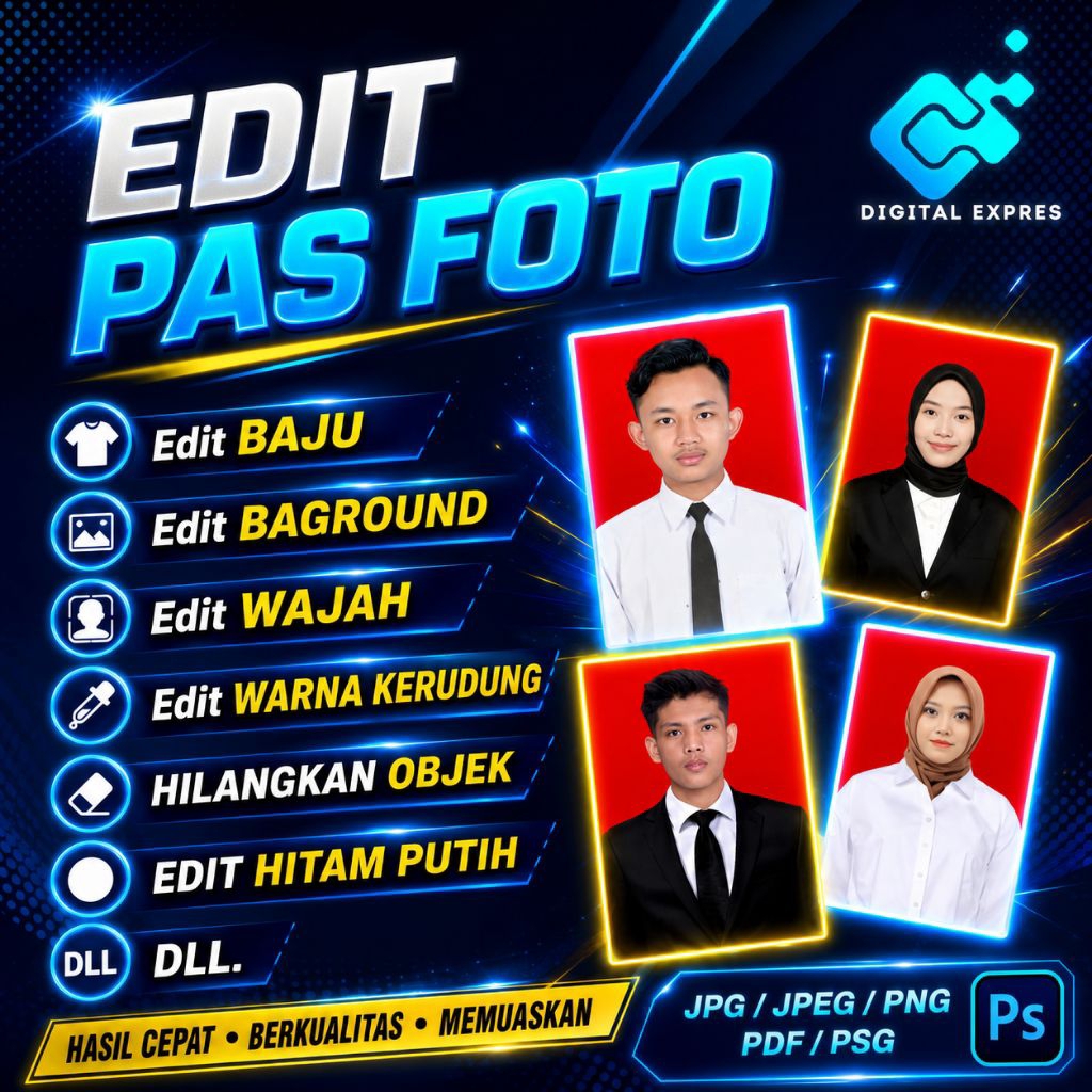 Jasa Edit Foto Formal & Non Formal | Ganti Background, Jas, Hijab, Warna Hijab | Hasil HD & Cepat