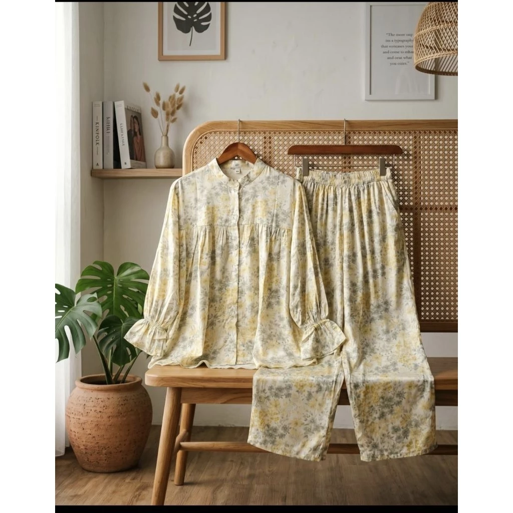 Aurora One Set Wanita Rayon Premium/Stelan Panjang Busui Friendly/Baju Set Lengan Panjang Kulot Highwaist/Stelan Kemeja Tunic Jumbo/Outfit Hijab Elegan Terbaru