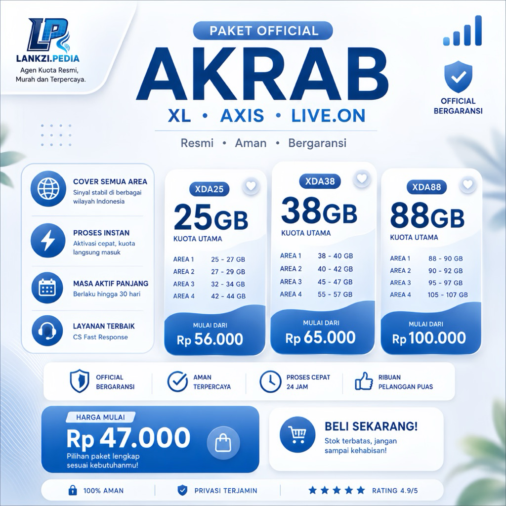 Jual PAKET OFFICIAL AKRAB XL • AXIS • LIVE ON. PROMO KUOTA AKRAB RESMI ...