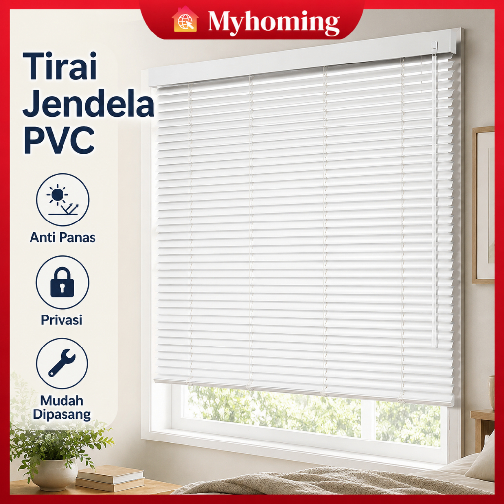 Tirai Jendela PVC Horizontal Blind Venetian Blind Anti Panas Tirai Kamar Ruang Tamu Mudah Dipasang