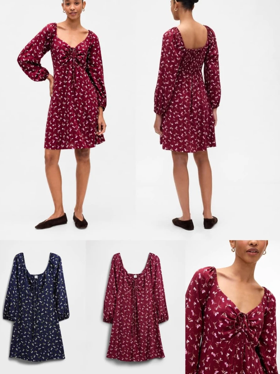 GP Smocked Print Mini Dress Floral - Dress Adem Viscose - 2770