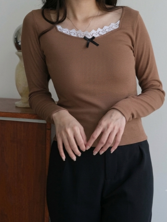 Gaby Top - Atasan Korean Style Atasan Wanita Kekinian Renda Baju Premium Lengan Panjang
