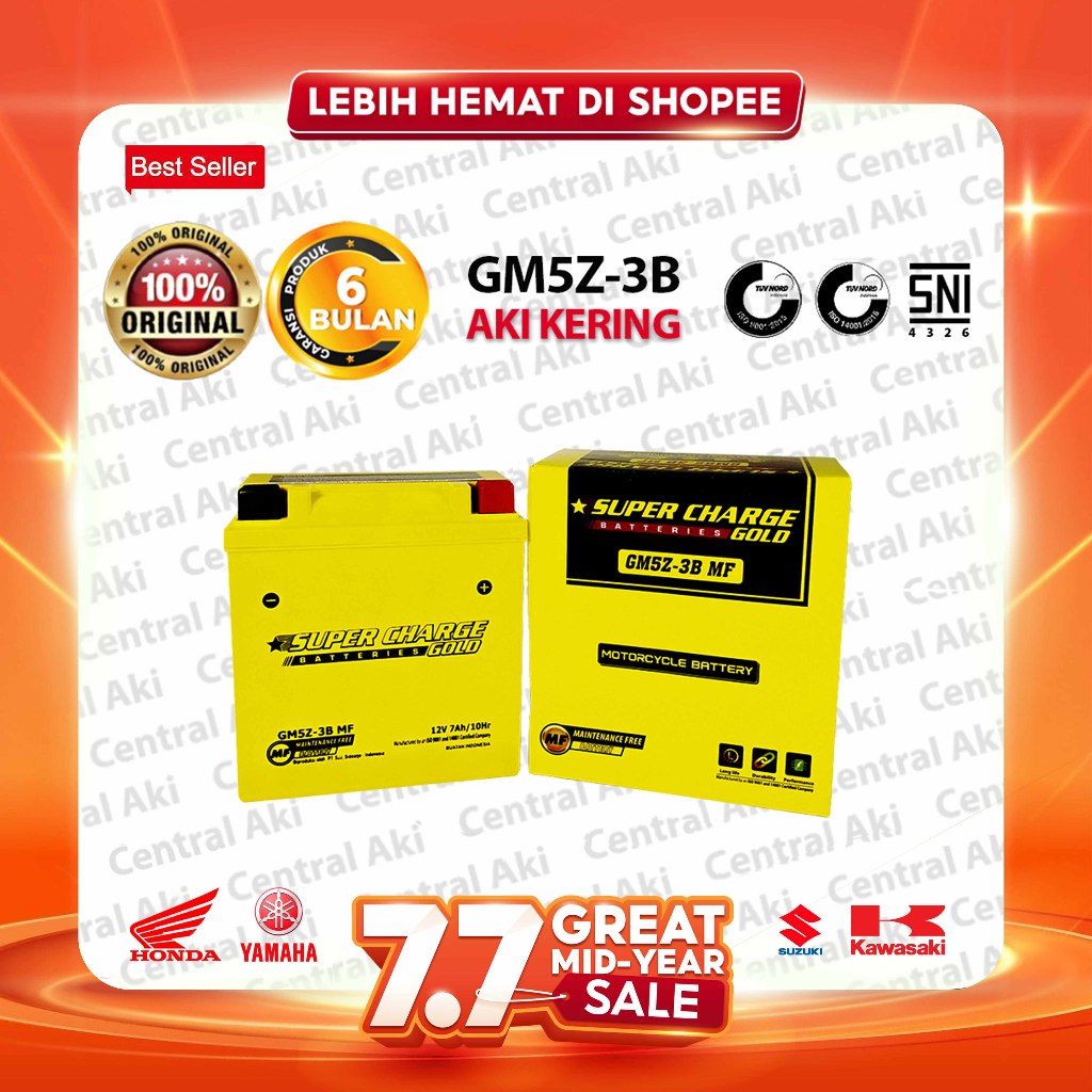 GM5Z-3B Aki Kering Gel SUPERCHARGE GOLD Motor Astrea Grand Supra Fit Jupiter Z Lama Smash Mio Sporty Mio Smile Shogun Lama Fizr