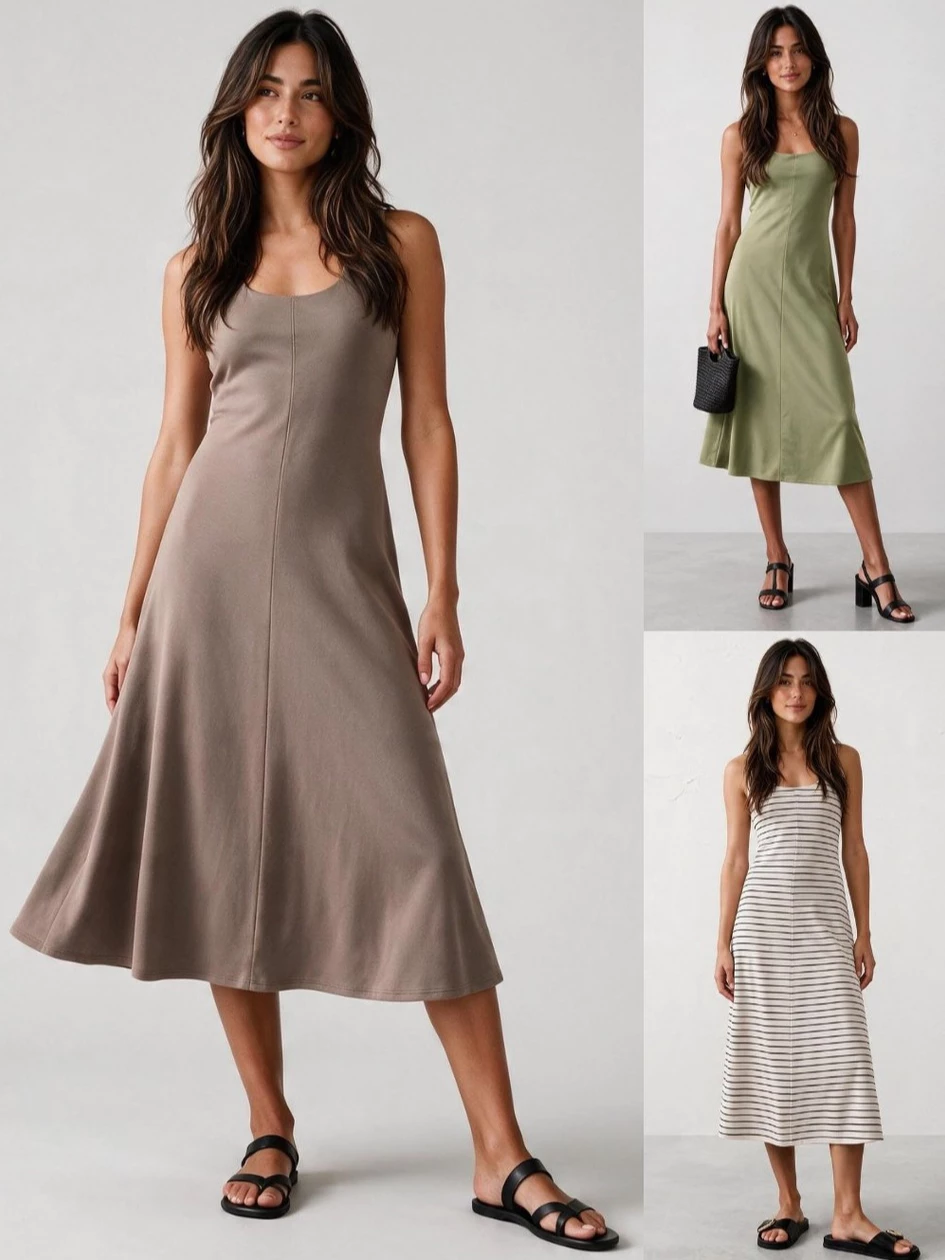 Dress Kasual Midi Lekbong BR Tank Midi Dress - 2833