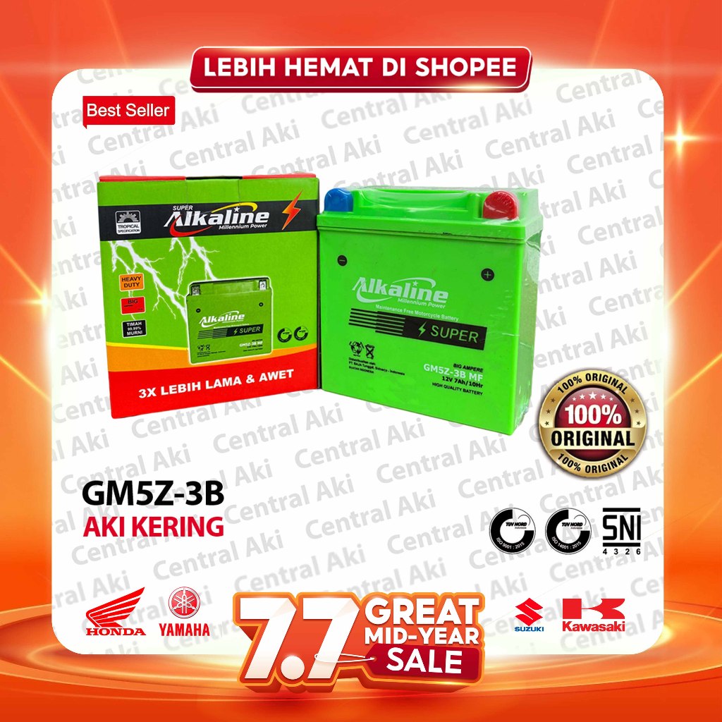 Aki Motor ALKALINE GM5Z-3B SUPER Aki Kering MF MOTOR SUPRA X LEGENDA SUPRA FIT SHOGUN ASTREA MEGAPRO NEOTECH MEGAPRO PRIMUS BLITZ CEVIRA SPIKE SMASH SATRIA 120R TITAN FWN 115 JUPITER Z 135 JUPITER MX 135