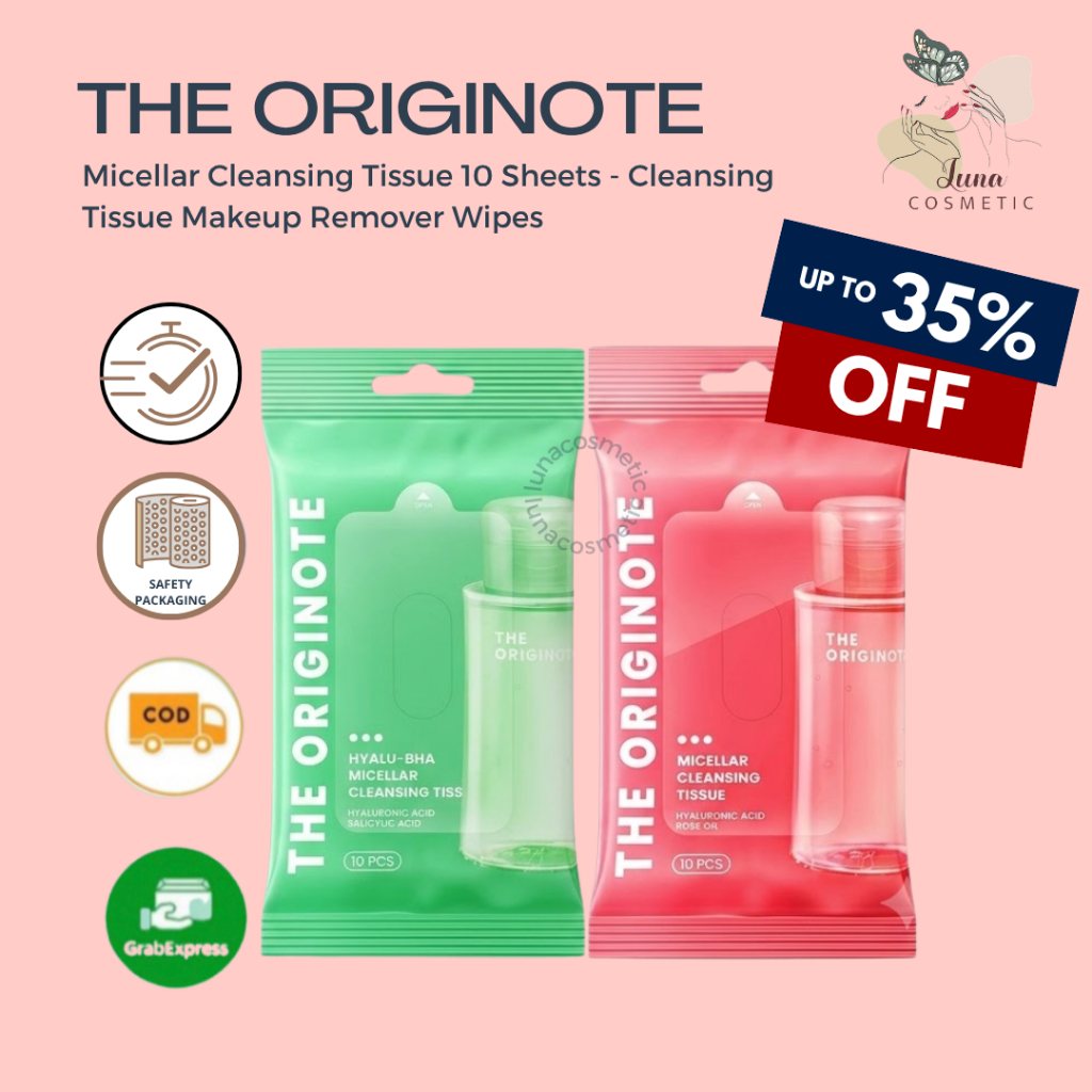 The Originote Micellar Cleansing Tissue 10 Sheets - Cleansing Tissue Makeup Remover Wipes | Tisu Pembersih Wajah Angkat Makeup Bersih