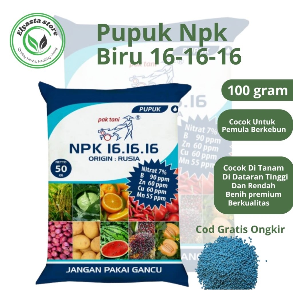 PUPUK NPK Mutiara Biru termurah berat 100 grm