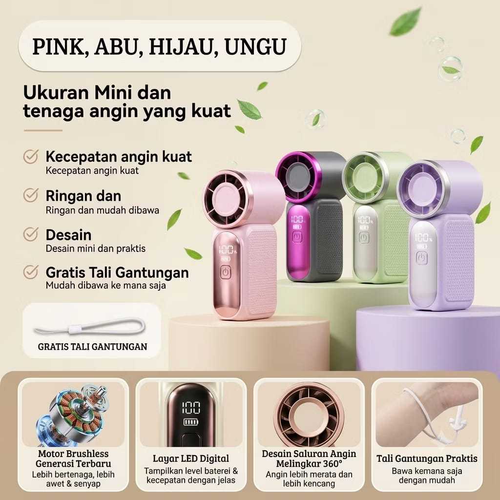 JLT - X688 Super Mini Genggam Portabel Led High-speed Kipas Portable Mini Kipas Angin Travel Size Fan Turbo