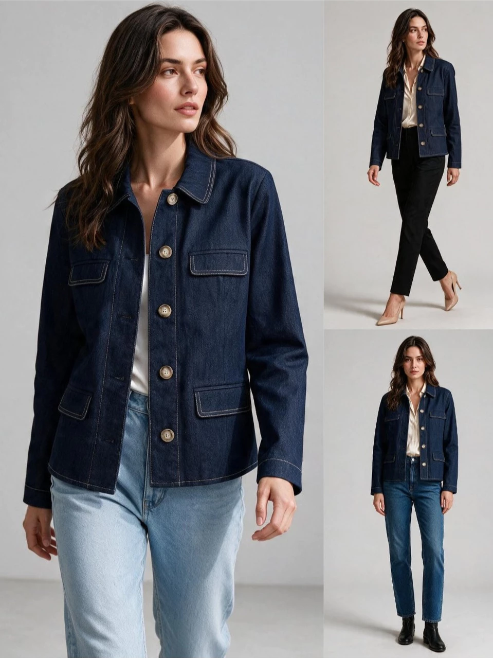 Jaket Wanita Bahan Katun Denim WT Soft Denim Utility Jacket - 2865