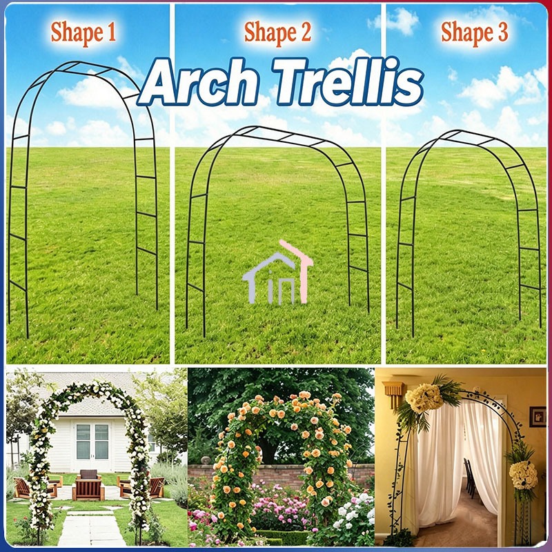 [COD]Arch Trellis /Pergola Besi Dekorasi 2leyer Besi Lengkung Dekorasi 2,4m X 1,4m Gapura Pintu Masuk Dekorasi Climbing Plants Rack Arch Rose Climbing Vine Shelf Flower Stand Belakang Lengkungan Pernikahan