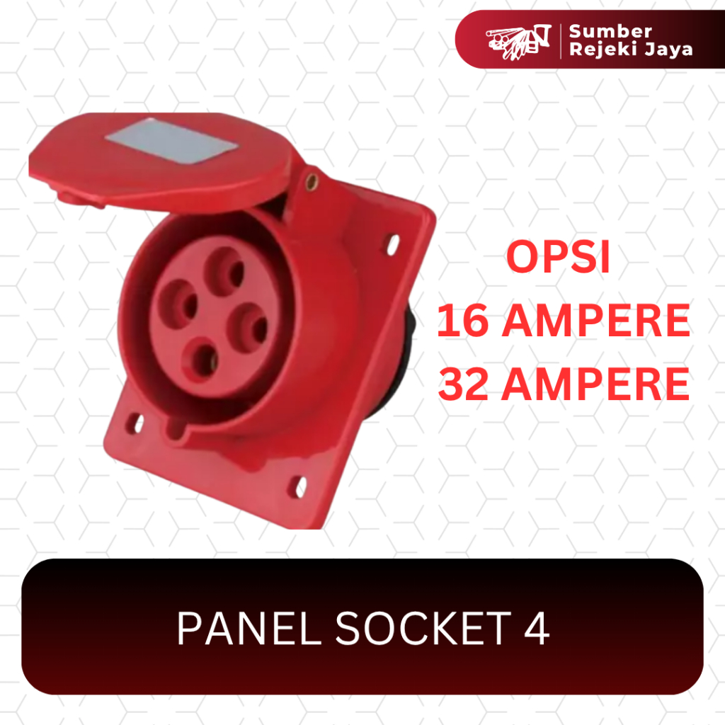 Panel Mounting Flange Socket 4P 16A / 32A / Industri Stop Kontak