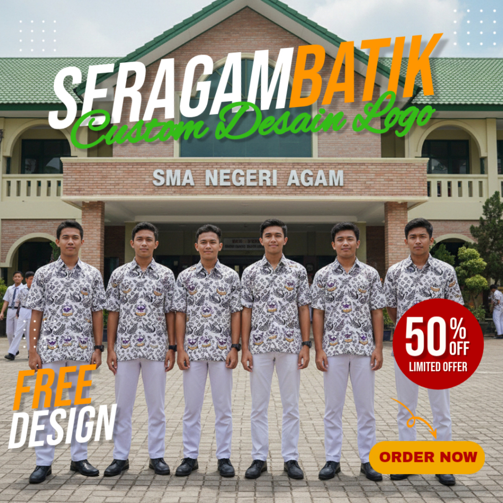 Jual Batik Seragam Sekolah Pakai Logo Sendiri Full Printing Custom ...