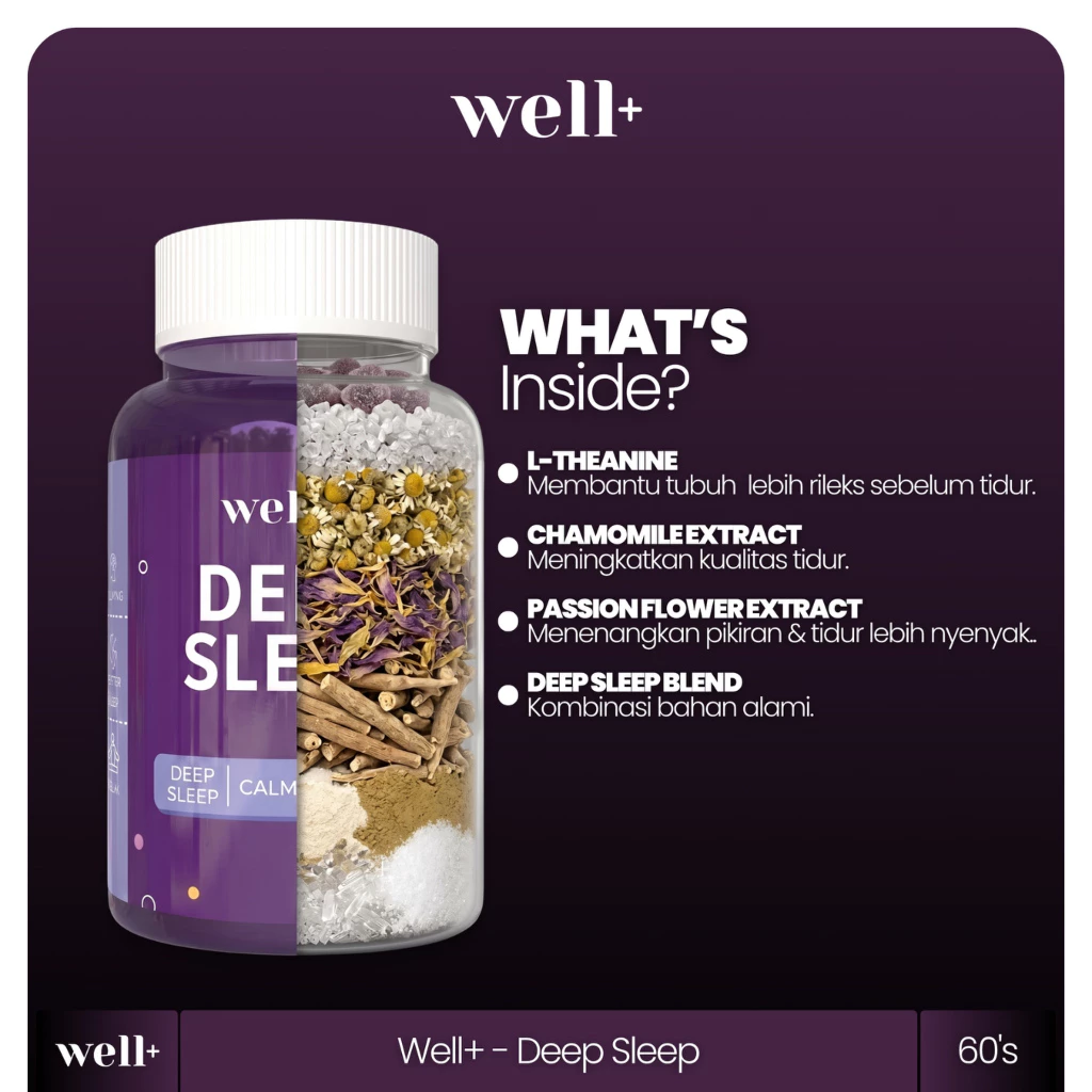 Well+ Deep Sleep 60 Gummies Anti Stress Tidur Lelap Relaks Natural - foto 1
