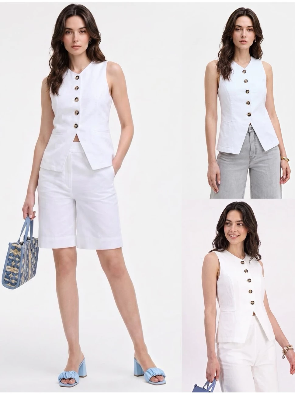 Rompi Casual Wanita ONT Women's Linen-Blend Longline Vest - 2950