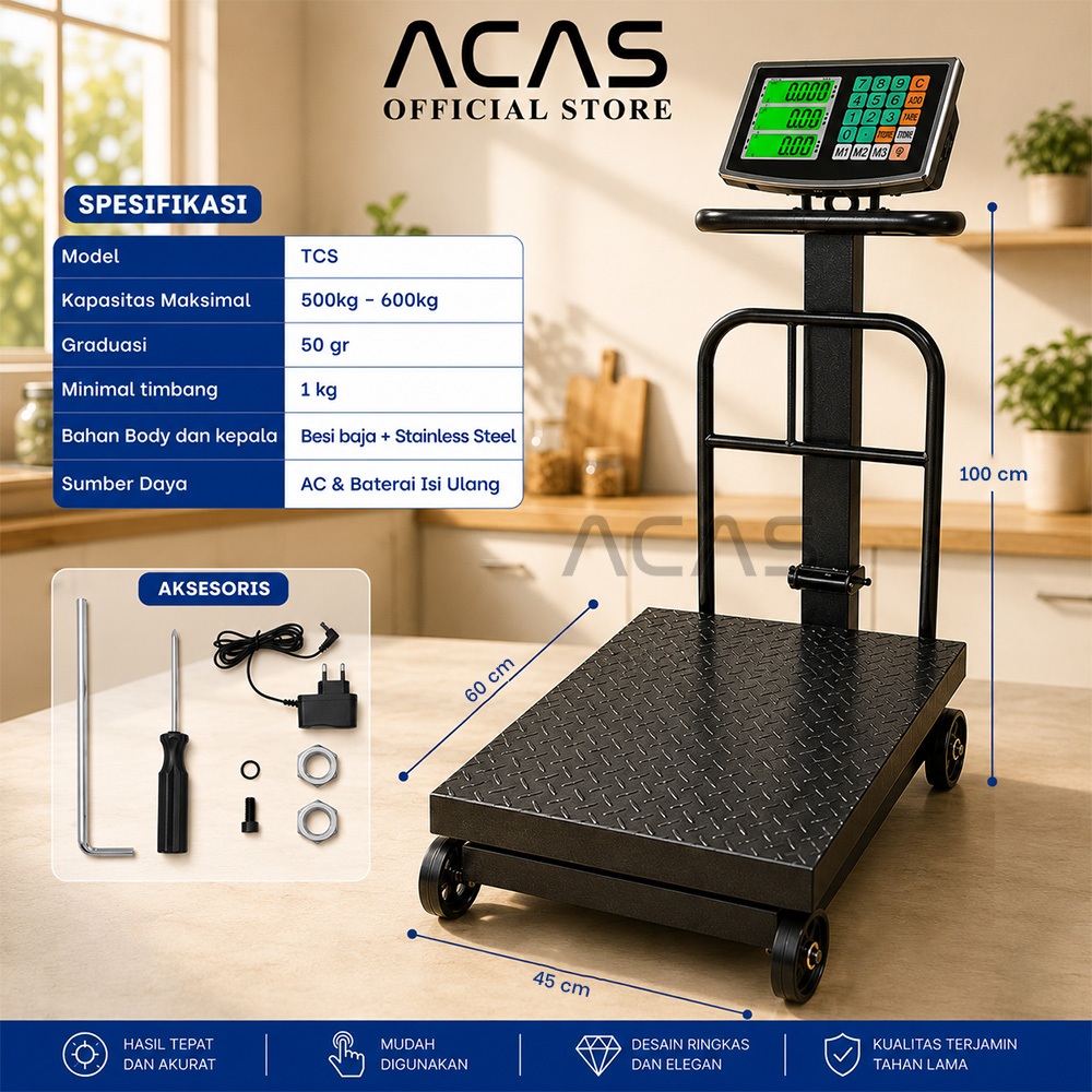 Jual ACAS TCS Timbangan Duduk Digital 600Kg / 4Kg Stainless Single ...
