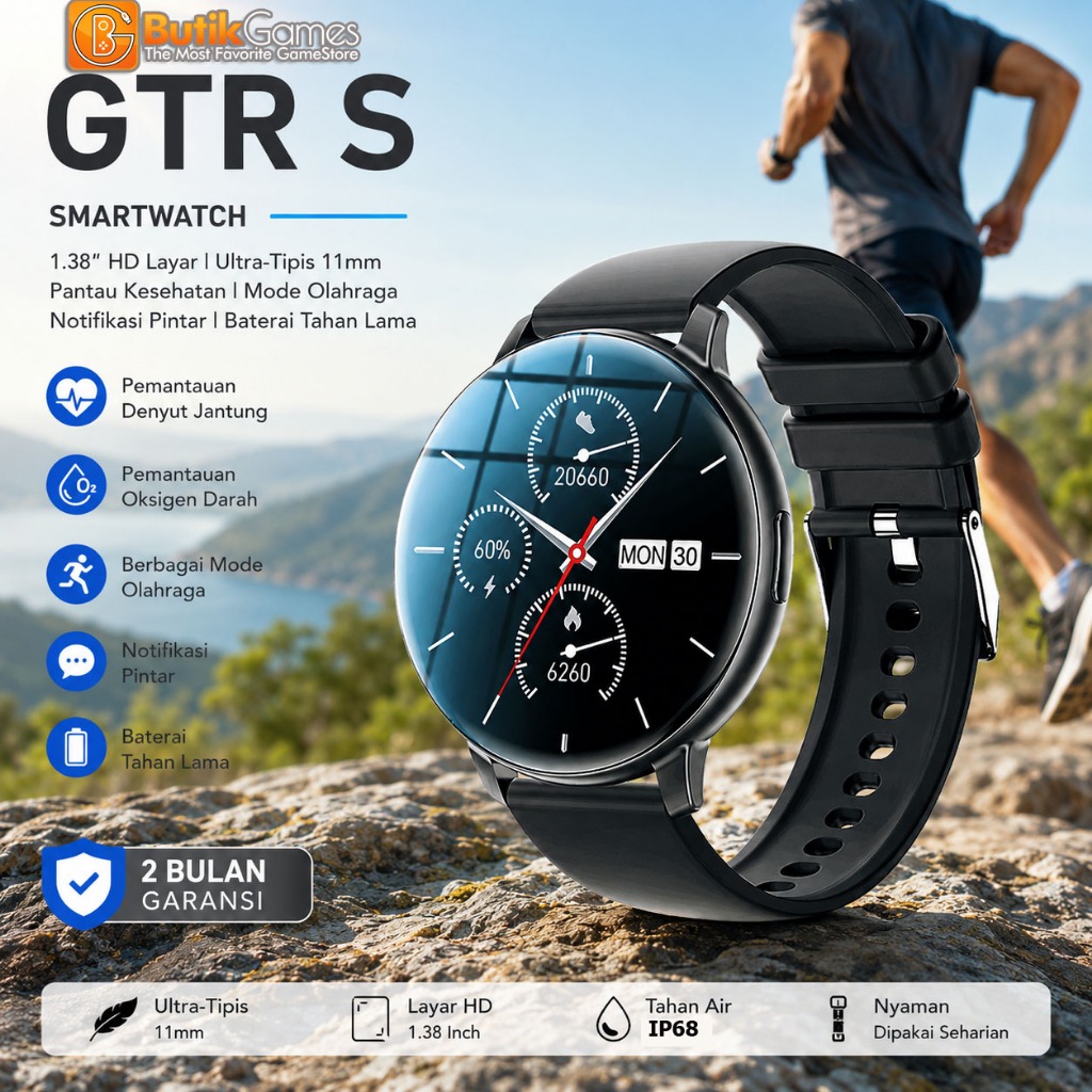Jual Jam Tangan Smart Watch GTR S IP68 Bluetooth Call Monitor Kesehatan ...