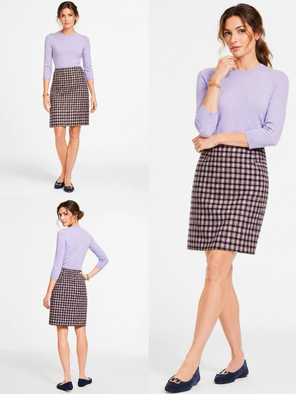 Rok Span Wanita Bahan Wool-Blend TLB Pemberley Plaid Skirt - 2798